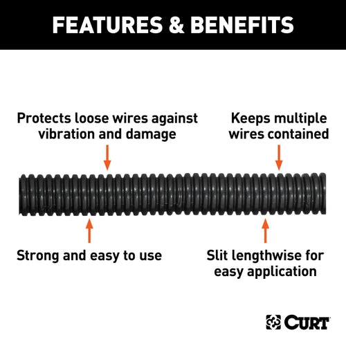 CURT 1/2-Inch Black Plastic Automotive Trailer Wire Protection Sleeve Wrap (1-Foot Increments) Model 59826