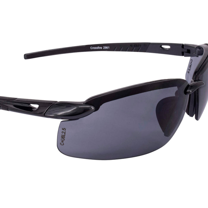 Radians Crossfire ES5 Premium Safety Eyewear, Pearl Black Frame / Smoke Lens RNS2961