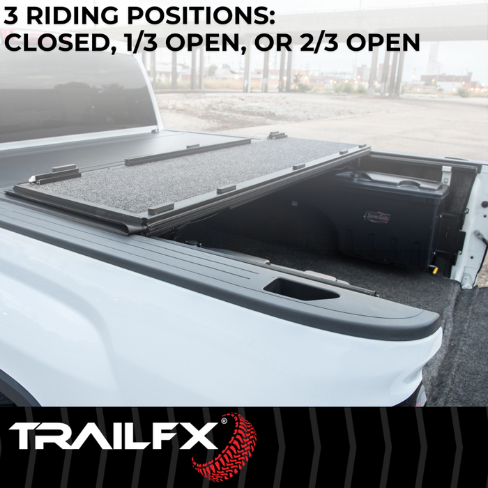 TrailFX Hard Bi-Fold Tonneau Cover Black Aluminum Model TFX5710