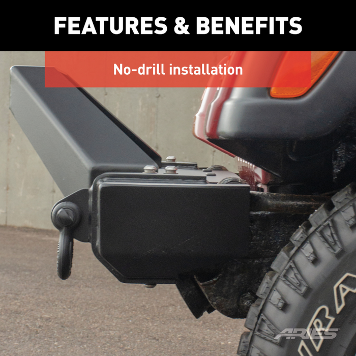 ARIES TrailCrusher Jeep Wrangler TJ Steel Front Bumper with Brush Guard, 9.5K Model 2186001