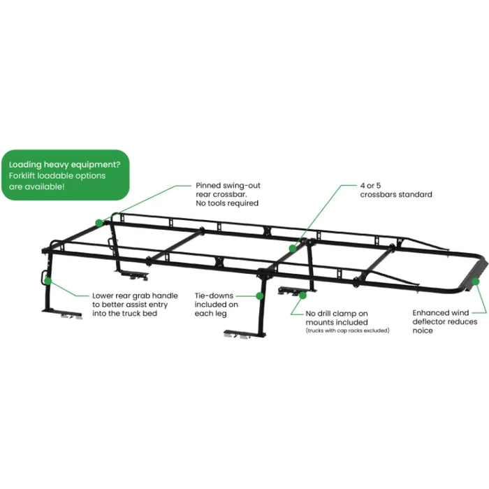 Holman The Pro Rack Full Kit - Full-Size Trucks w/ Cap | 29" Cap | 6-1/2' Bed, Extended Cab Model 2HCS6E