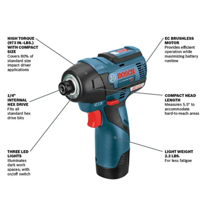 Bosch 12V Max Brushless Impact Driver (Bare Tool) Model PS42N
