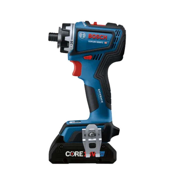 Bosch 18V Drill/Driver With 5-In-1 Brushless Flexiclick System and (2) CORE18V 4 Ah Advanced power Battery Model GSR18V-800FCB24