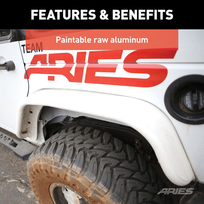 ARIES Jeep Wrangler JK Raw Aluminum Rear Fender Flares Model 2500202