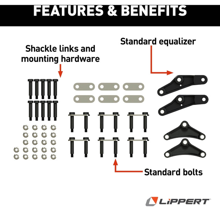 CURT 121100LRV Triple Axle AP Kit with Standard Equalizer and Standard Bolts Model 121100LRV