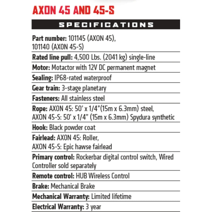 Warn Axon 45-S Synthetic Winch Model 101140