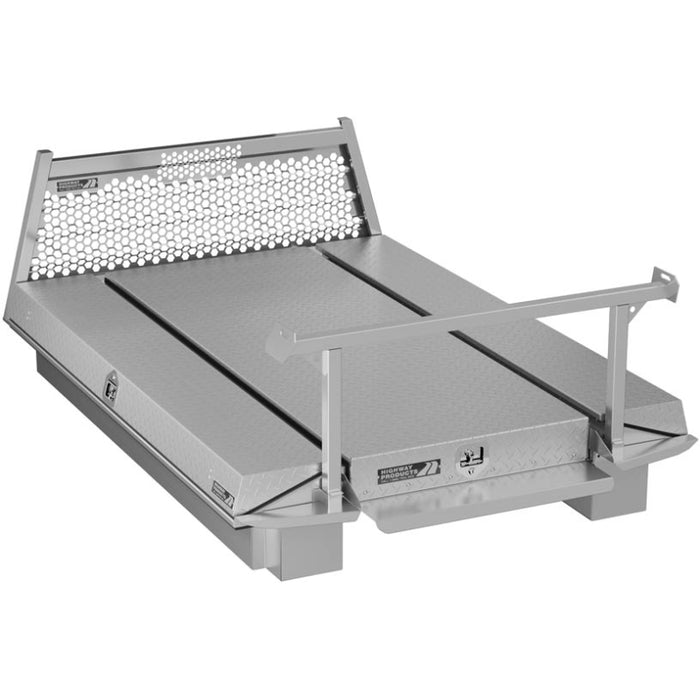Highway Products Pickup Pack, w/ Diamond Plate Lid, w/ Smooth Aluminum Base, w/ Mesh Headache Rack, w/ Ladder Rack Model 39218NFML