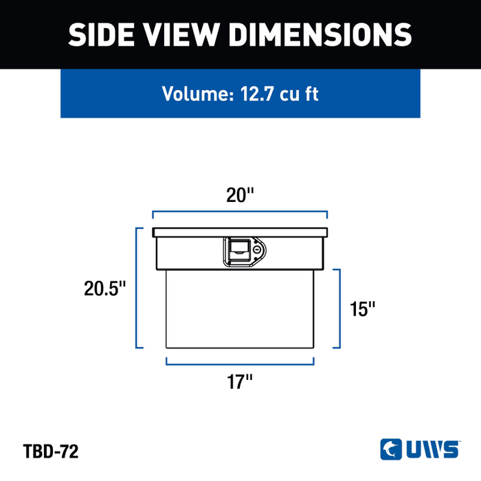 UWS 72" Deep Gull Wing Crossover Truck Tool Box Model TBD-72