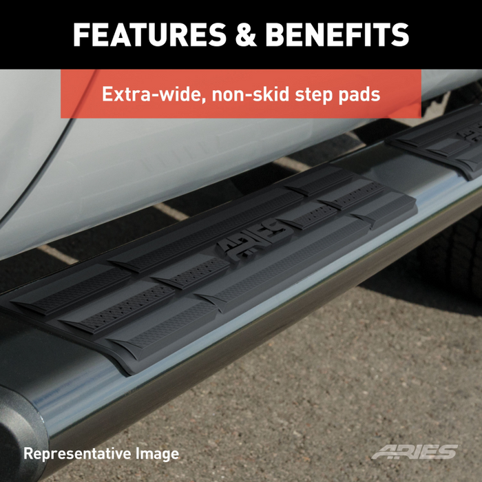 ARIES 6" x 75" Black Aluminum Oval Step Nerf Bars Model 4445042