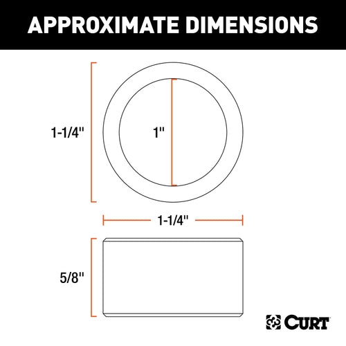 CURT Trailer Hitch Ball Hole Reducer Bushing, Reduces 1-1/4-Inch Diameter to 1-Inch Stem Model 21200