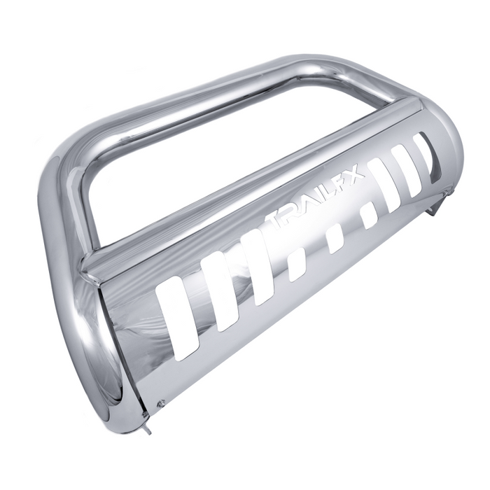 TrailFX 3" Round Bull Bar w/ Skid Plate w/ Light Option Polished Stainless Steel Model B0045S