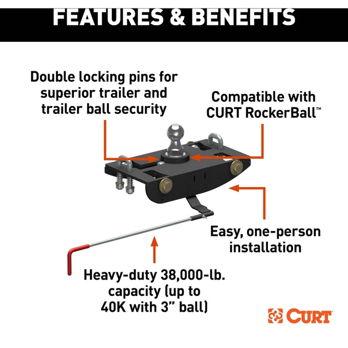 CURT PowerHaul Double Lock Gooseneck Hitch, Fits Select Ram 2500, 3500 Model 60705