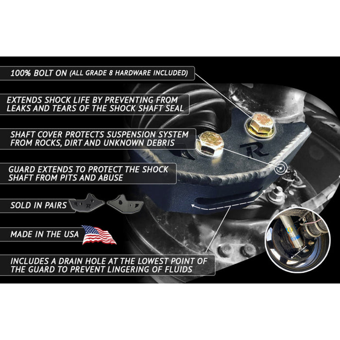 Rago Fabrication 2016-2023 3rd Gen Toyota Tacoma Rear Shock Guards Model R1619TACURSG