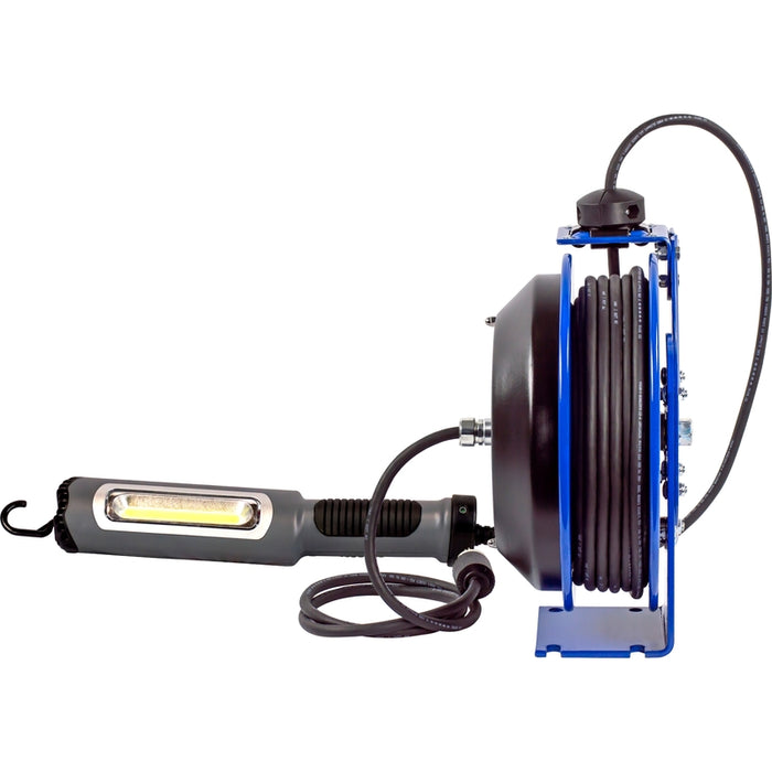 Coxreels PC Series Spring Driven Cord Reel 16 AWG x 50 ft. SJTO Cord 25A 600V Compact LED Light - Cord Included Model PC13-5016-M
