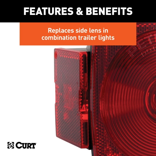 CURT Replacement Red Side Trailer Light Lens Model 53515