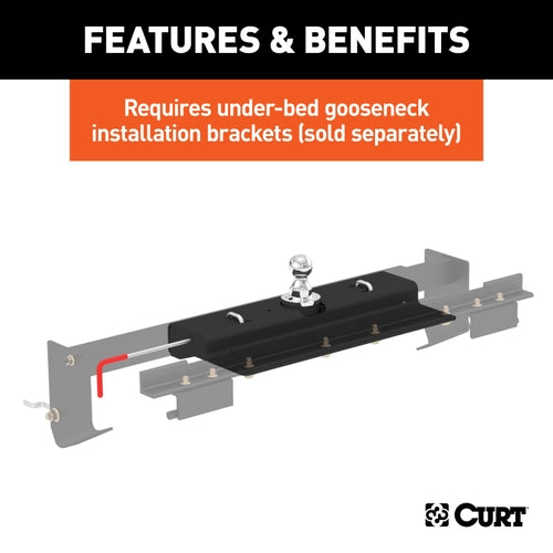 CURT Double Lock Gooseneck Hitch with 2-5/16-Inch Flip-and-Store Ball, 30,000 lbs Model 60620