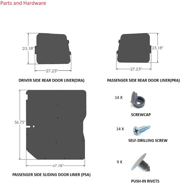 LEGEND DuraTherm 1 Piece Door Liner ONLY - Sliding Doors GMC Savana/Chevy Express Cargo Van (all Wheelbase lengths) - Textured Grey Model 303-114-2613