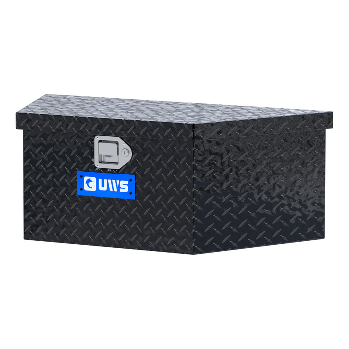 UWS Gloss Black Aluminum 34" Trailer Tongue Box with Low Profile Model TBV-34-LP-BLK