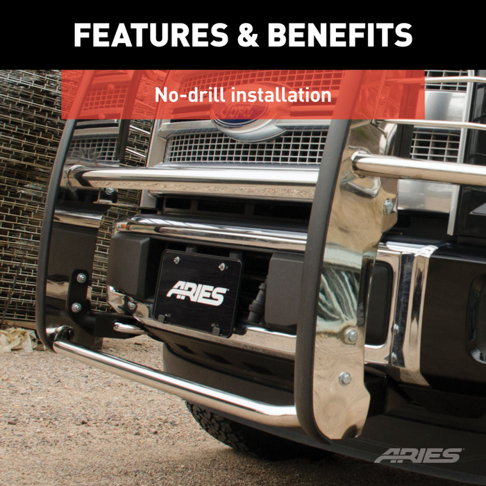 ARIES Polished Stainless Grille Guard, Fits Select Ford F-250, F-350 Super Duty Model 3067-2