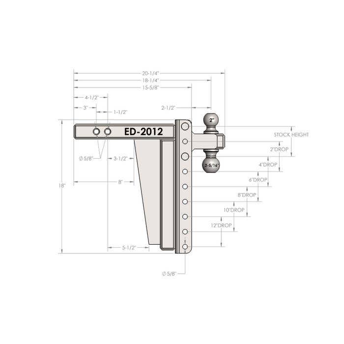 BulletProof Hitches 2.0" Extreme Duty 12" Drop/Rise Hitch Model ED2012