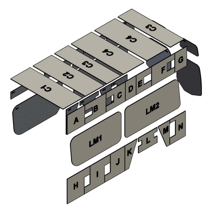 AutoPly Interior Insulation Kit for Mercedes Sprinter High Roof 144" Wheelbase - R2 (.5") Model 3144V
