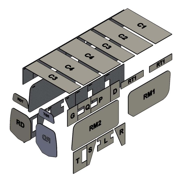 AutoPly Interior Insulation Kit for Mercedes Sprinter High Roof 144" Wheelbase - R2 (.5") Model 3144V