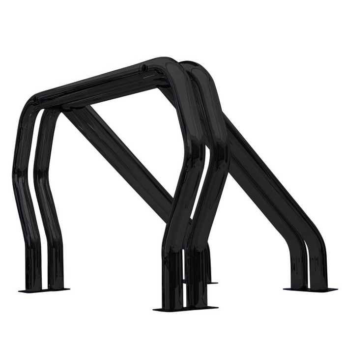 Go Rhino Bed Bars Complete Kit Double Bar/Double Kicker (Between wheel wells) Black Model 9809560DDB