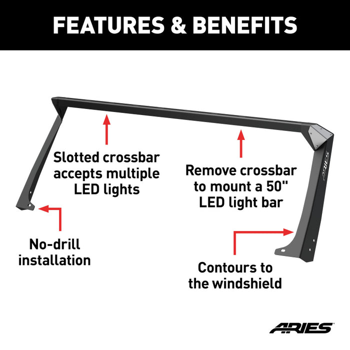 ARIES Jeep TJ Roof Light Mounting Brackets & Crossbar Model 15916