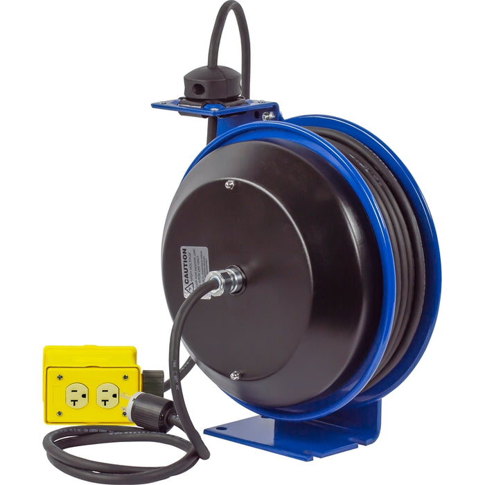 Coxreels PC Series Spring Driven Cord Reel Quad Industrial Receptacle 12 GA x 50 ft. - Cord Included Model PC13-5012-B