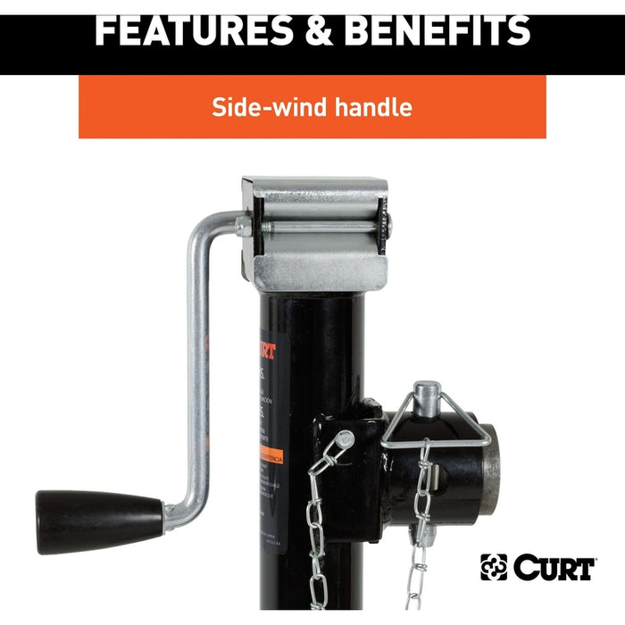 CURT Weld-On Pipe-Mount Swivel Trailer Tongue Jack, 5,000 lbs. Support Capacity, 15-1/2 Inches Vertical Travel Model 25005