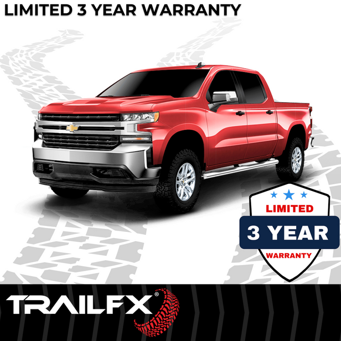 TrailFX 4" Oval Straight Step Nerf Bars W/ Step Pads Polished Stainless Steel Model A1559S