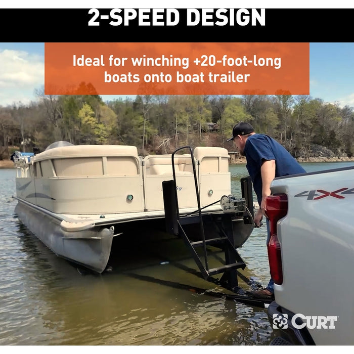 CURT Hand-Crank 2-Speed Winch, 3,200 lbs, 5.4:1 High, 17.5:1 Low Gear Ratio, 9.6" Handle Model 29532