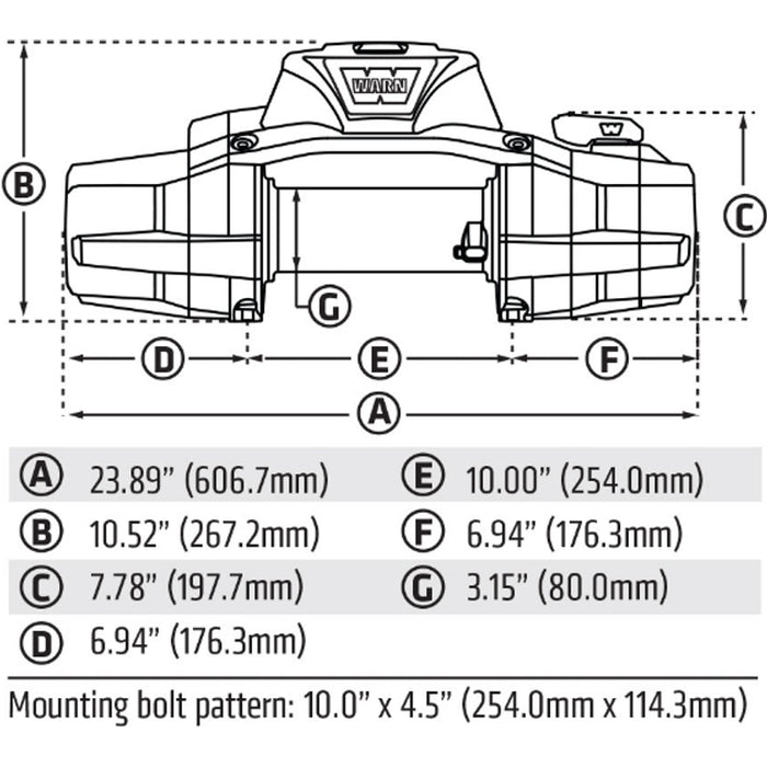 Warn Zeon XD 10-S Pull Capacity 10,000 lb, With 100' Of 3/8' Spydura Synthetic Rope Model 110010