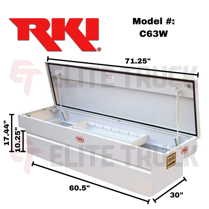 RKI Crossover Truck Tool Box Wide C-Series White Steel Model C63W