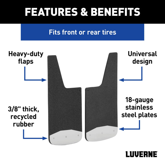 Luverne Universal Front or Rear 12" x 20" Textured Rubber Mud Guards (2 Flaps) Model 251220