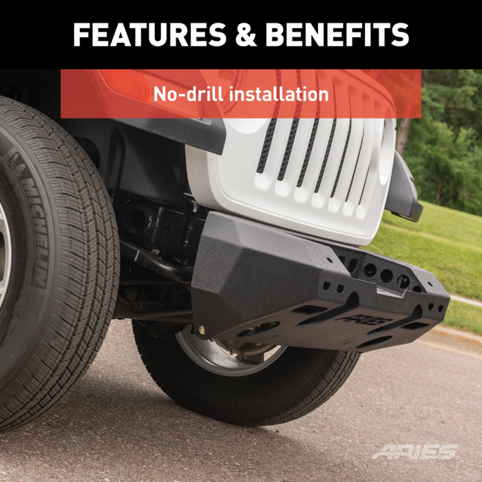 ARIES TrailChaser Jeep Wrangler JL, Gladiator Aluminum Front Bumper (Option 6) Model 2082074