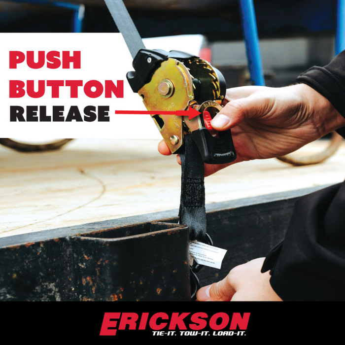 Erickson Manufacturing 2 Pack 1 In X 10Ft 1200Lb Re-Tractable Ratchet Tie Downs Black Model 34415