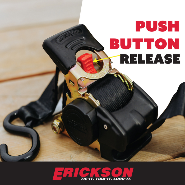 Erickson Manufacturing 2 Pack 2 In X 10Ft 3300Lb Retractable Ratchet Tie Downs Black Model 34416
