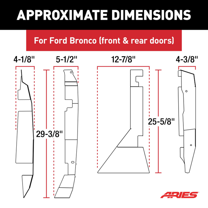 ARIES Door Hinge Covers for ARIES Tube Doors - Ford Bronco 4-Door Model 3500255