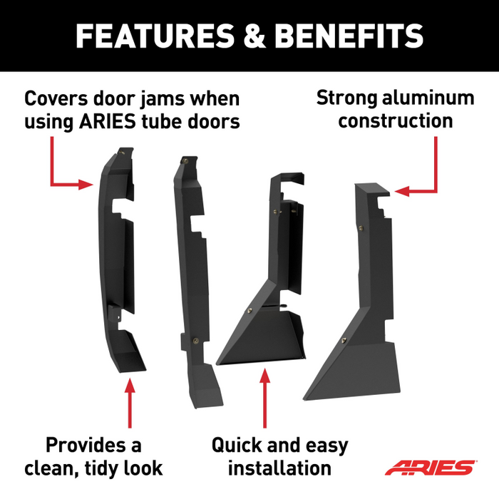 ARIES Door Hinge Covers for ARIES Tube Doors - Ford Bronco 4-Door Model 3500255