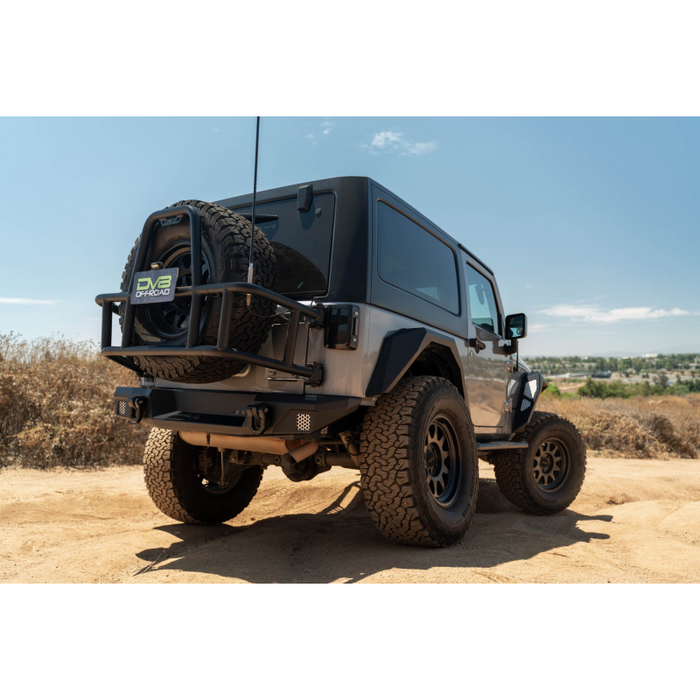 DV8 Offroad 2007-2018 Jeep Wrangler Body Mounted Tire Carrier Model TCJK-14