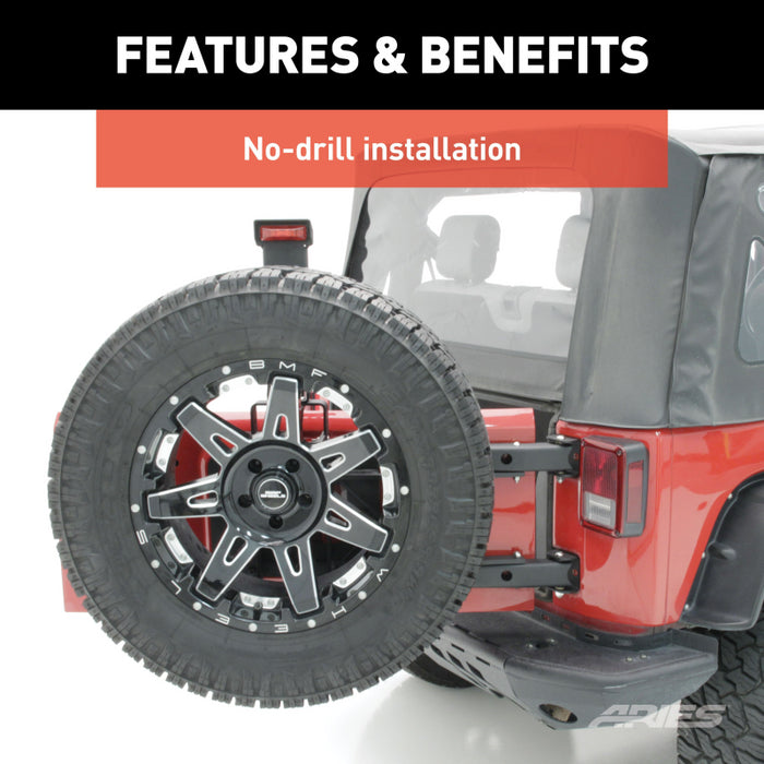 ARIES Jeep Wrangler JK Heavy-Duty Spare Tire Carrier Model 2563000