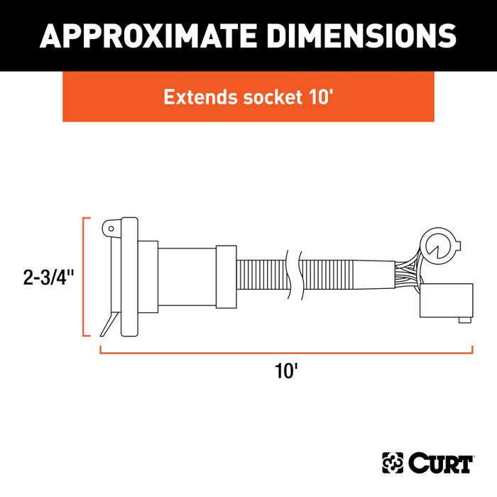 CURT 10' Custom Wiring Extension Harnesses (Adds 7-Way RV Blade to Truck Bed, 10-Pk) Model 56000010
