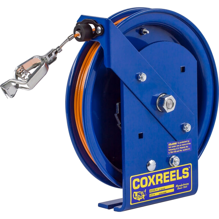 CoxReels 5/32" xs EZ-SD Series Safety System Spring Driven Static Discharge Cord Reel 5/32" x 35 ft. Galvanized Cable - 50A Clamp - Cable Included Model EZ-SD-35