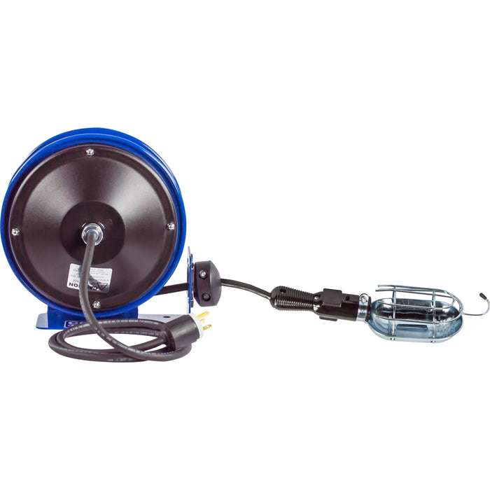 Coxreels PC10 Series Compact Spring Driven Cord Reel Incandescent Caged Light 16 GA x 30 ft. - Cord Included Model PC10-3016-E
