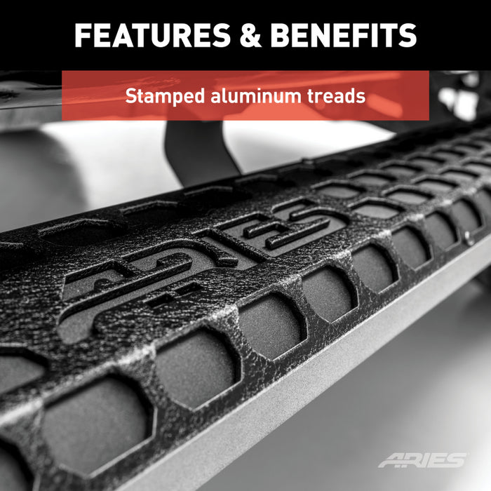 ARIES AdvantEDGE 5-1/2" x 91" Black Aluminum Side Bars, Select Ford F-Series Crew Cab Model 2556048