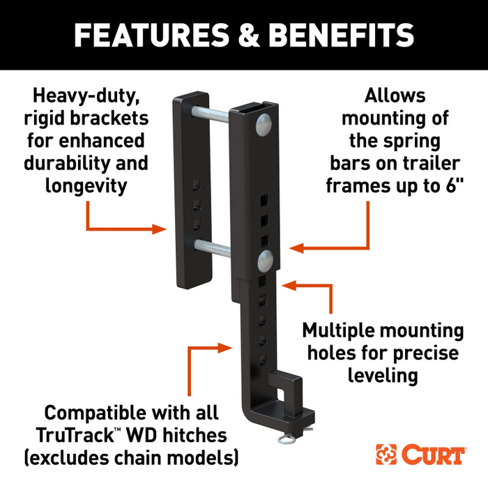 CURT TruTrack™ Heavy-Duty 6" Adjustable Support Brackets Model 17517