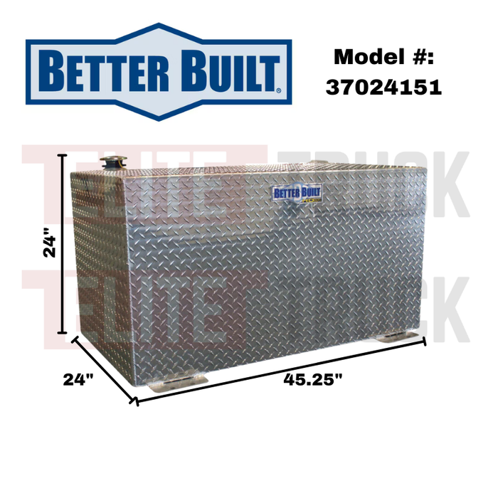 Better Built 100 Gallon Bright Aluminum Rectangle Heavy Duty Series Liquid Transfer Tank Model 37024151