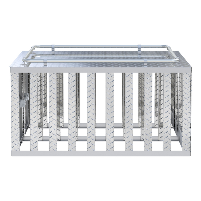 UWS Bright Aluminum 48" x 48" Double-Door Dog Box with Divider Model DB-4848
