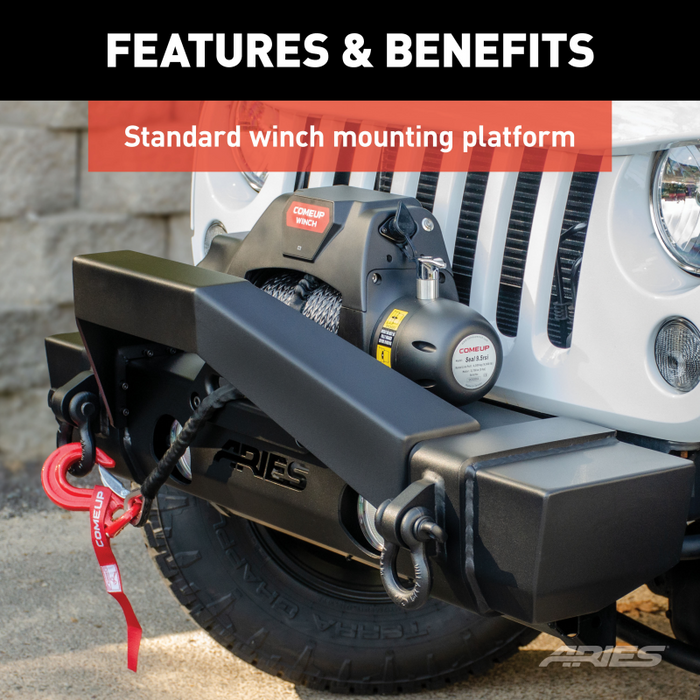 ARIES TrailCrusher Jeep Wrangler JK Steel Front Bumper with Brush Guard, 12.5K Model 2186000